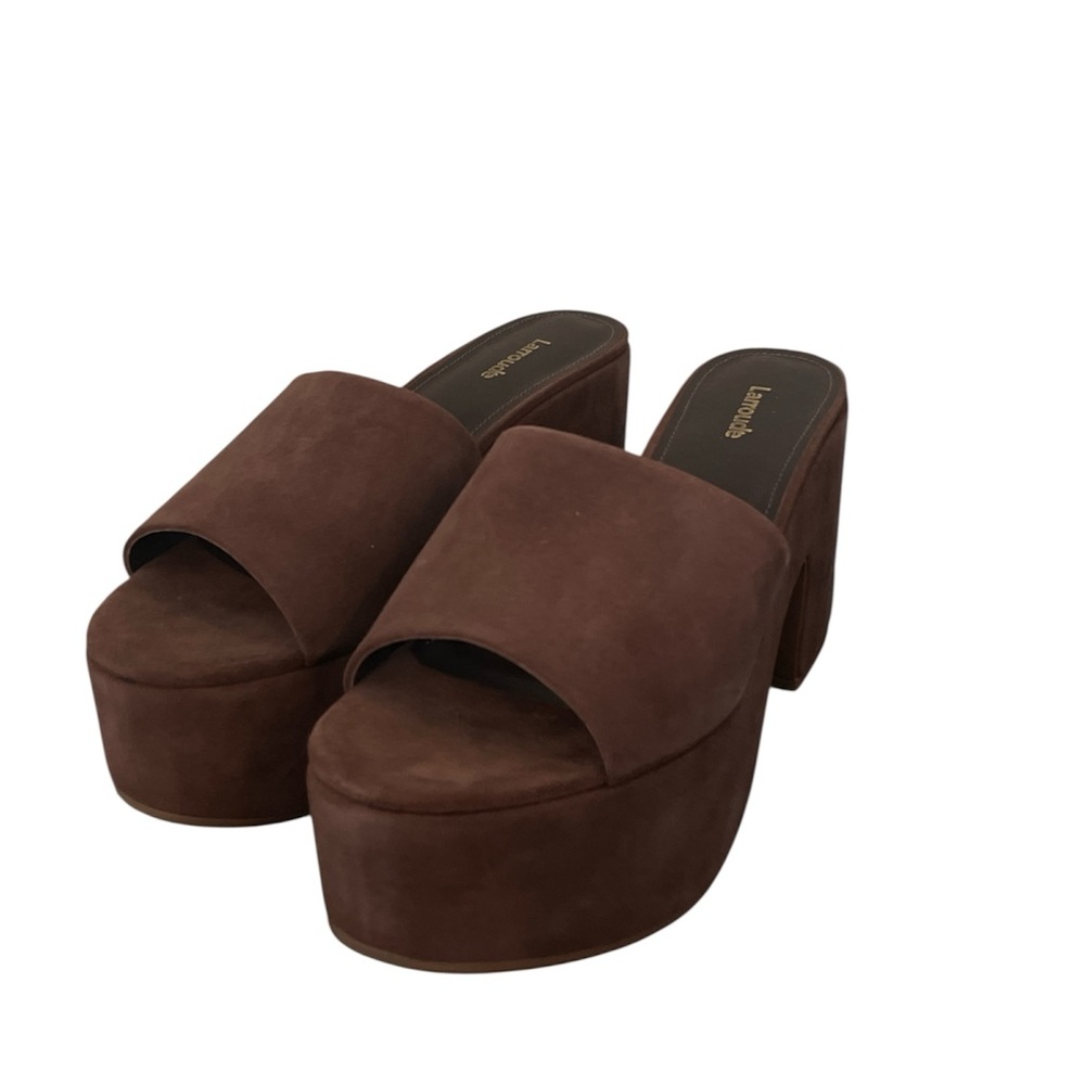 Larroude Chocolate Brown Platform Mules